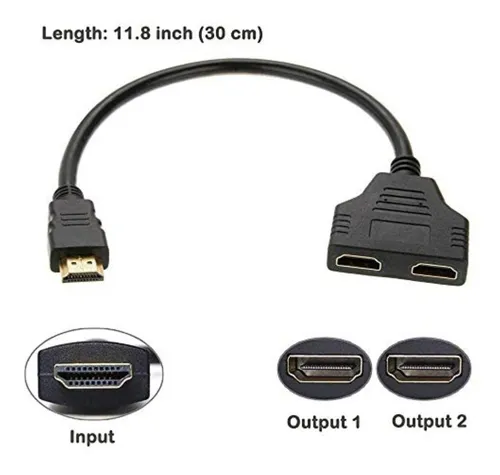 Adaptador De Cable Hdmi Macho A 2 Hdmi Hembra 1 En 2 Salidas