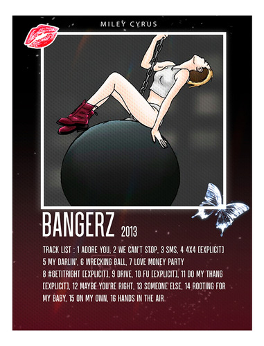 Poster Papel Fotografico Miley Cyrus Bangerz Album 80x60