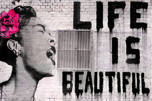 Poster  Banksy Life Is Beautiful  Autoadhesivo 100x70cm#1176
