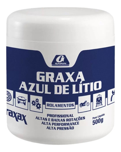 Graxa De Lítio Azul Para Rolamento Garin Profissional 500g