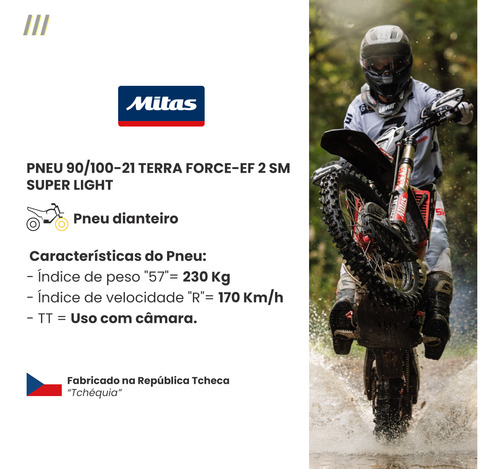 Pneu Dianteiro Mitas Ef 90/100-21 Hard Trilha Off Road