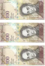 Comprar 3 Billetes Consecutivos  Bsf. 100  - Bh8 Junio 23 2015   