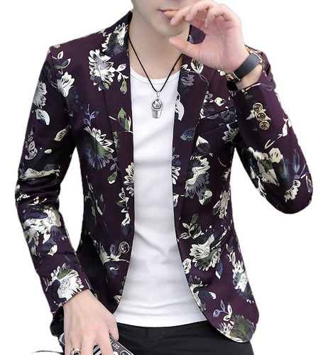 Blazer Trajes Chamarras Moda Para Hombres Estampado Flor [u]