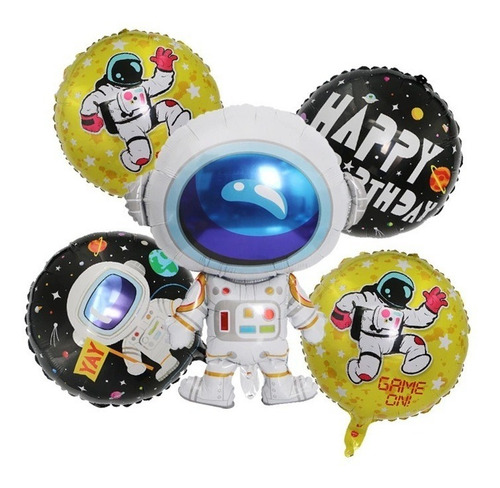 Combo Globos Fiesta Astronauta (6 Piezas). Cumpleaños.