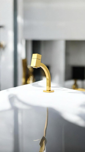 Torneira Link Lavatorio Quadrada Baixa Dourado Metal