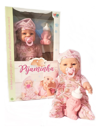 Boneca Bebê Pijaminha Mamadeira Chupeta Infantil Brinquedos