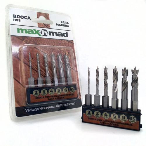 Set Ezeta De 6 Mechasa Vastago Hexagonales Hss Para Madera