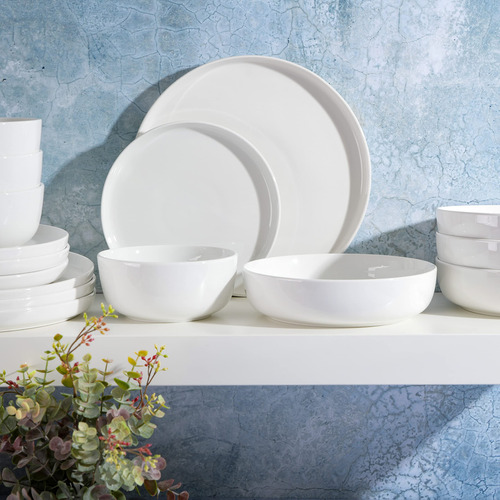 Vajilla De Porcelana Blanca Resistente Servicio Para 4 16 Pi