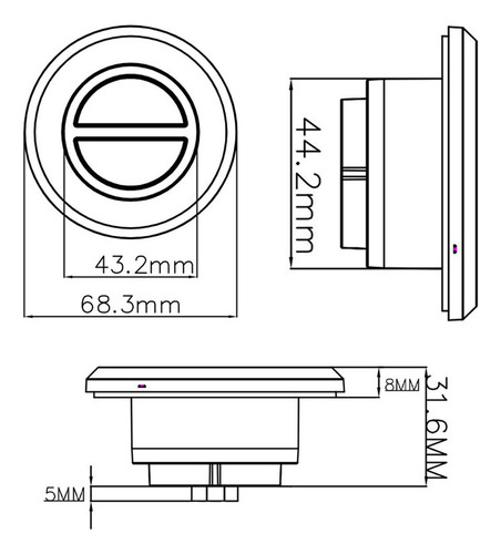 Interruptor Reclinable Eléctrico De 2 Botones Y 5 Pines,