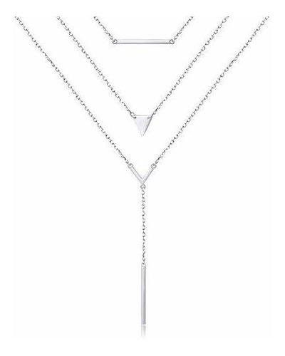 Collar Triple Cadena Capas Plata S925 Puntos Mujer