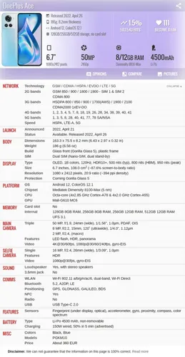 Oneplus Ace 1 5g Pgkm10 (10r) 8gb 128gb Dual Sim One Plus