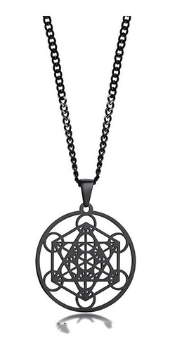 Collar Cubo De Metatron Amuleto Protección Acero Inoxidable