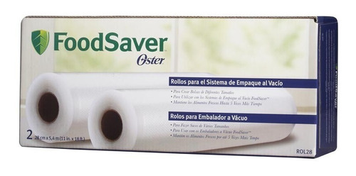 1 Caja Con 2 Rollos Vacio Gofrado Foodsaver Oster 28x540 Cms