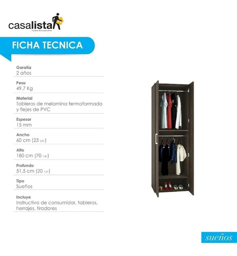 Clóset 2 Puertas Casa Lista® Sueños