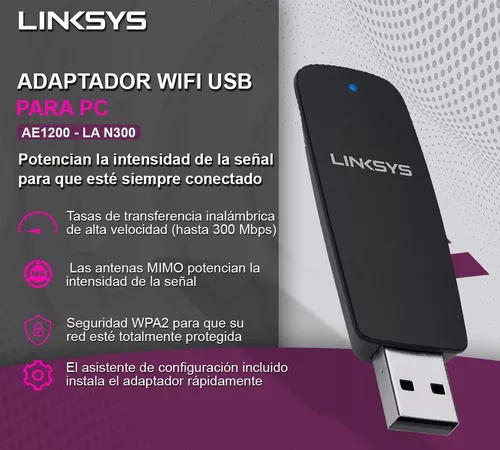 Adaptador Wifi USB Para PC Linksys Ae1200 Wireless-n N300