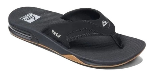 Ojotas Sandalias Reef Fanning Hombre Negra Con Suela Marron