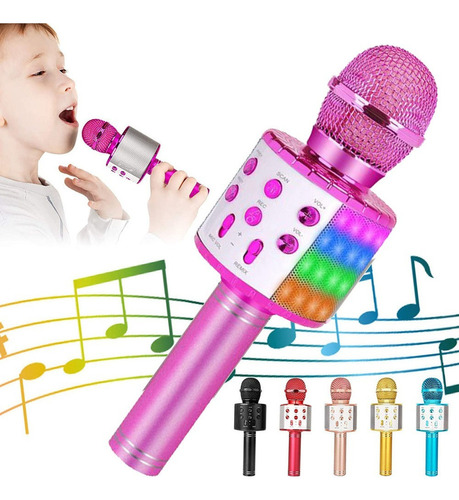 Micrófono Inalámbrico Para Karaoke Con Luces Led Para Niños