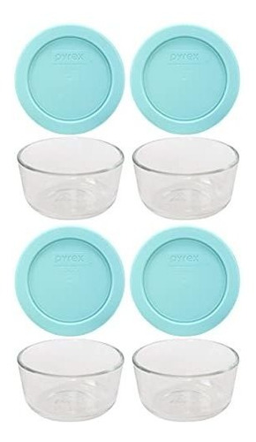 Almacenadores De Concina Pyrex (4) 7202 Glass Bowls & (4) Py