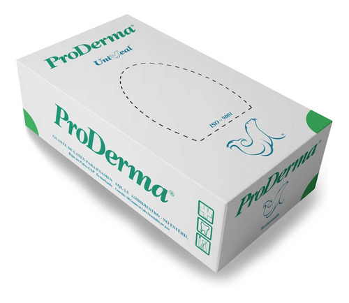 Guantes descartables antideslizantes UniSeal ProDerma color blanco talle S de látex con polvo en pack de 20 x 100 unidades