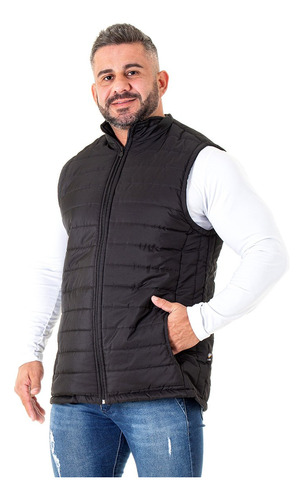 Colete Forrado Masculino Puffer Bobojaco Acolchoado Preto