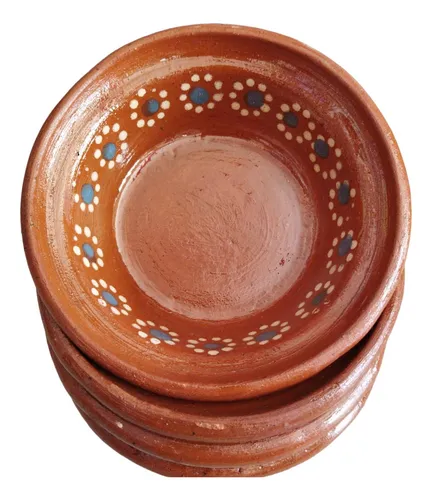 8 Platos Hondos De Barro Artesanales Capacidad 500 Ml. Cuotas