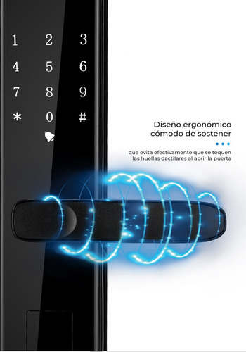 Cerradura Chapa Electrónica App Digital Ttlock-k7 Alarma Negro