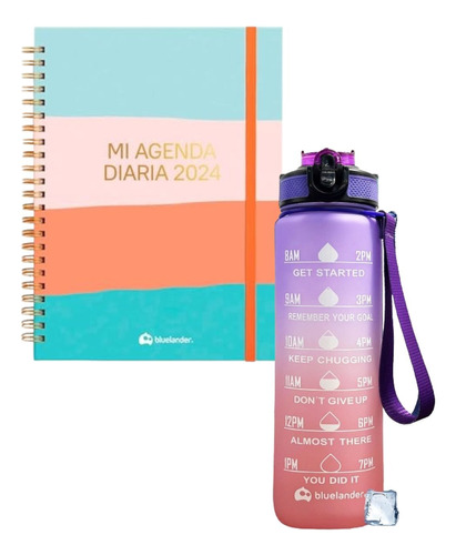 Regalo Agenda Planificador Y Botella Motivacional 1 L