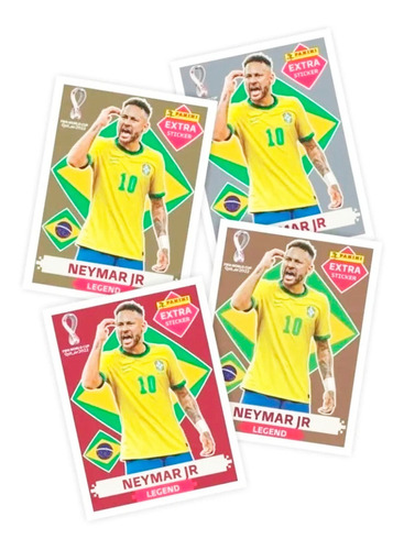 Figurinhas Legend Neymar Jr. Kit Completo 4 Cromos Com Figurinha Extra Legend
