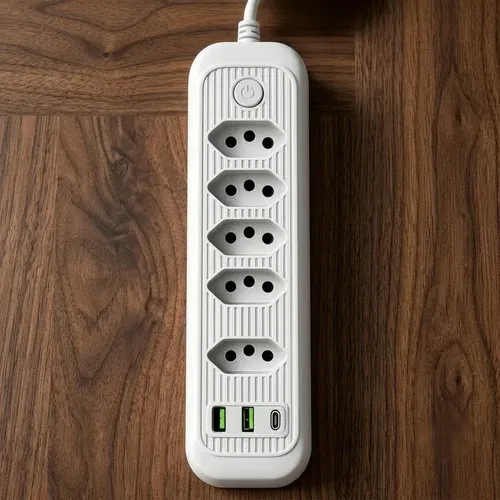 Extensão elétrica com USB + Type-C 2m