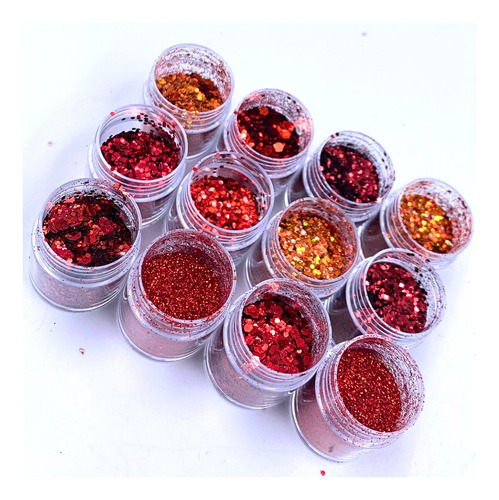 Kit Glitter Dafu Misto 12 Unid - Para Unhas E Resinas Cor Variados