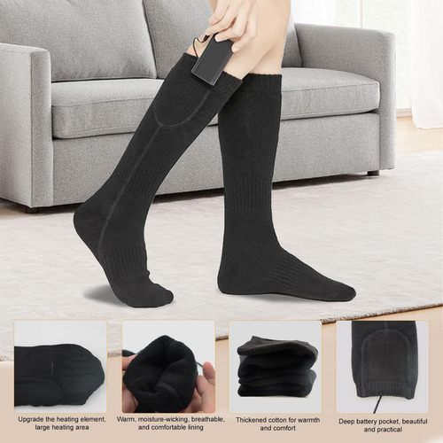 Calcetines Térmicos Eléctricos Heated Socks Modelos Unisex Negro Diseño De La Tela Talle