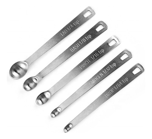 Juego De Pequeñas Cucharas Medidoras De Acero Inoxidable, 5