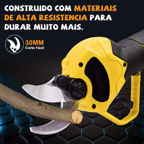 Tesoura Alicate Poda Galho Árvore Elétrica Tesoura 30mm 21v Preto