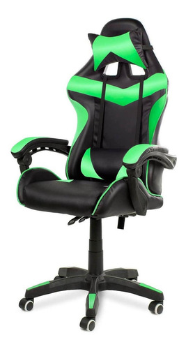 Silla de escritorio Urban Design DA2606-2 SG gamer ergonómica  negra y verde con tapizado de cuero sintético