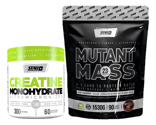 Combo Star Nutrition Creatina 300g + Mutant Mass 1.5kg 