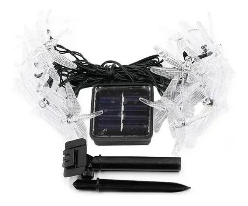 Imagen 2 de 6 de Luces Navidad Guirnalda 30 Led Solar Libélula 6 Metros