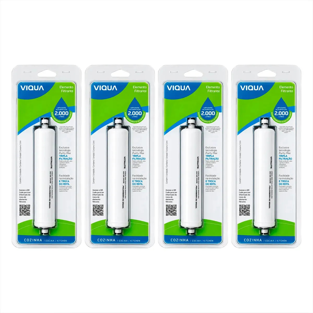 Refil Vela Elemento Filtrante Allure Vitalite Viqua Kit 4 Branco