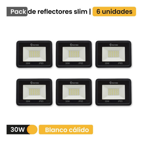 Imagen 2 de 8 de Pack X 6 Reflectores Led 30w Exterior Proyector