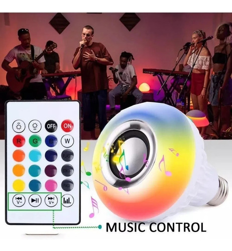Imagen 6 de 6 de Parlante Lampara Led Rgb 220v Bluetooth Foco