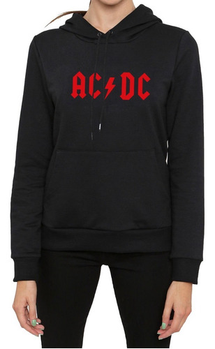 Buzo Negro Ac/dc Algodón Cardado Premium Música Rock