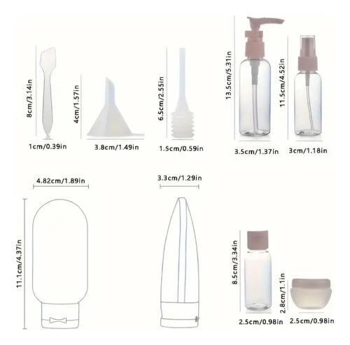 Set Botella De Viaje Dispensadora 11 Contenedores Accesorios