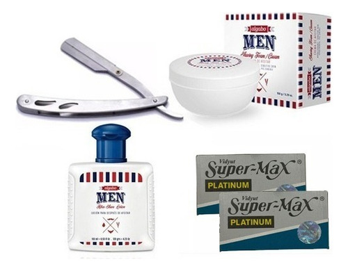 Navaja + Hojas De Afeitar + Crema + After Shave Kit Barba