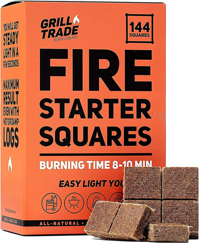 Fire Starter Squares 144, Easy Burn Your Bbq Grill, Cam...