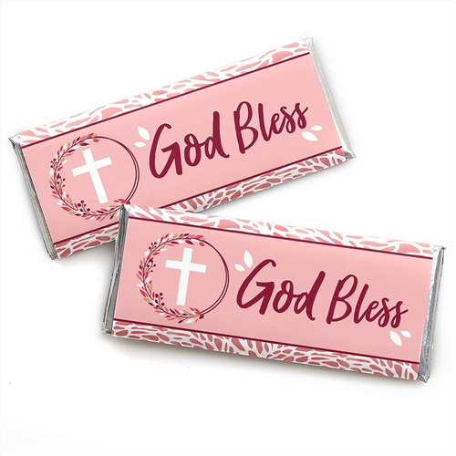 ~? Pink Elegant Cross - Candy Bar Wrapper Girl Religious Par