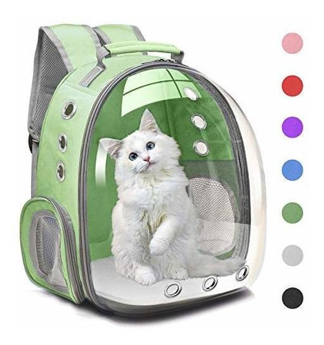 Mochila Capsula Para Traslado De Mascota Transparente/verde