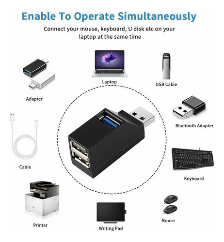 2 Unidades De Hub Usb De 3 Portas, Caixa Distribuidora De Hu