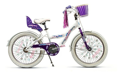 Bicicleta infantil Raleigh Jazzi R20 frenos v-brakes color blanco/violeta con pie de apoyo  