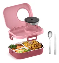 Comprar Lonchera Termica Acero Inoxidable Kimhi Fiambrera Lunch Box Almuerzo De 1100ml Topper Con Cubiertos A Prueba De Fugas Con Tazón Portátil Color Rosa