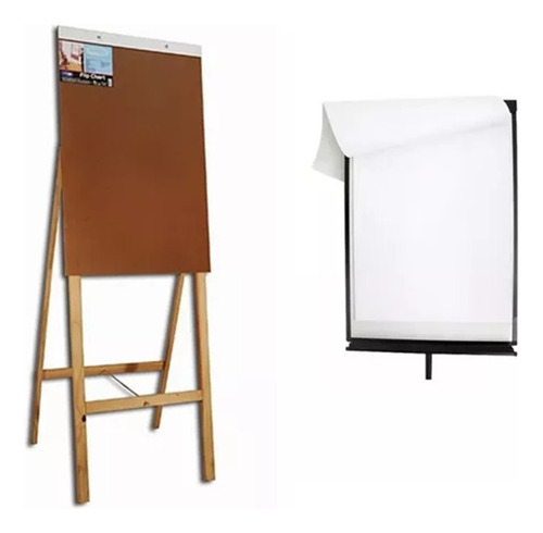 Cavalete Flip Chart Mdf 1,80m + Bloco 58x76 50fls Picotadas