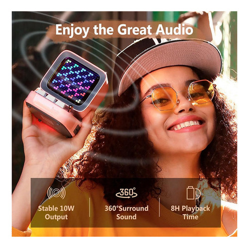 Parlante Divoom Ditoo Pro portátil con bluetooth negra